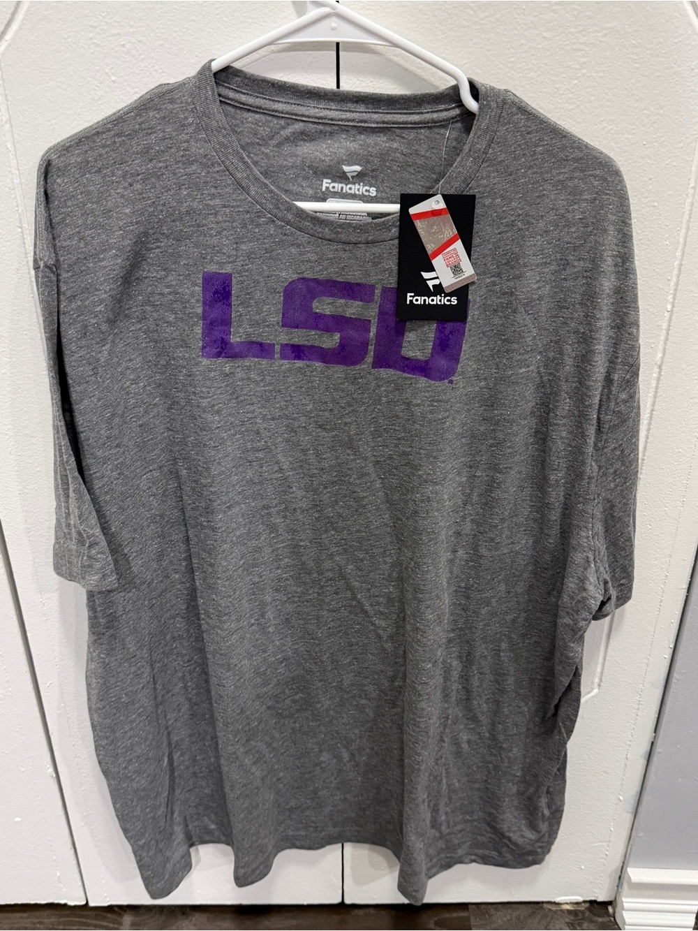 NWT Fanatics Grey and Purple LSU Short Sleeve Shirt